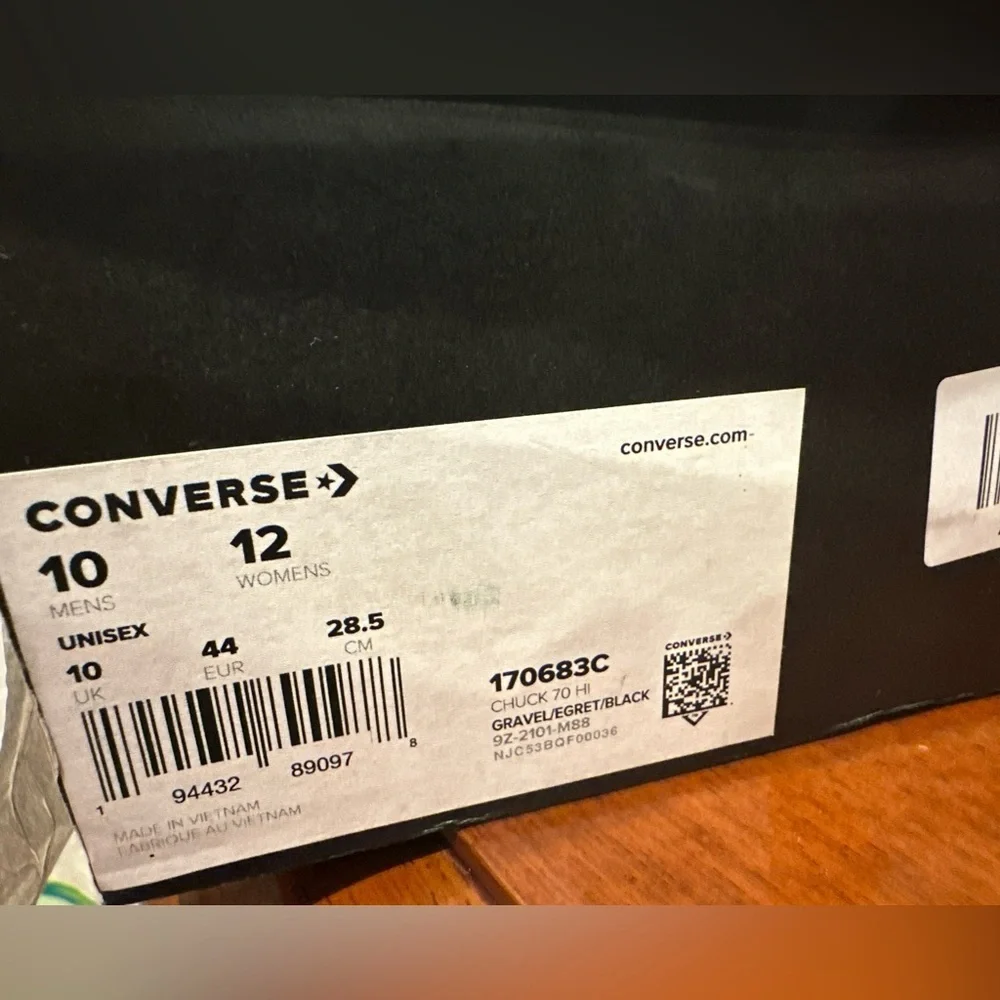 Converse Chuck 70 Hi Shoes Patchwork Gravel Egret Black Mens Sz 10 Sneakers - Picture 5 of 6
